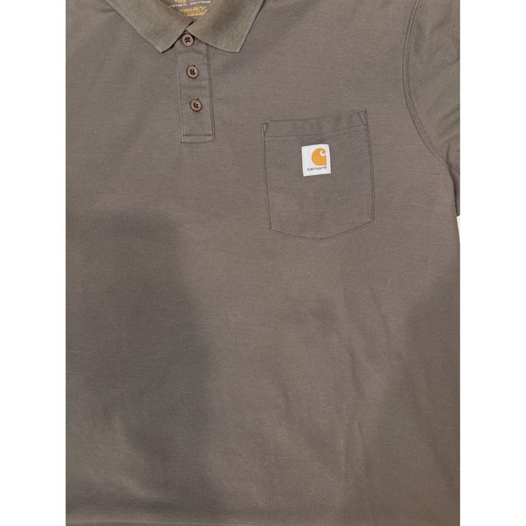 Carhartt XL Mens Polo Shirt‎ Workwear Pocket Relaxed Fit Olive Green - Picture 3 of 11